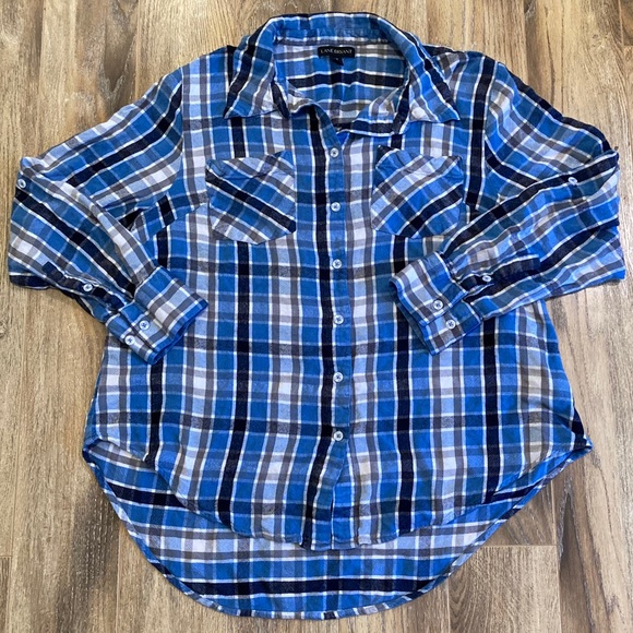 Lane Bryant Tops - Lane Bryant Blue Plaid Flannel Shirt 16